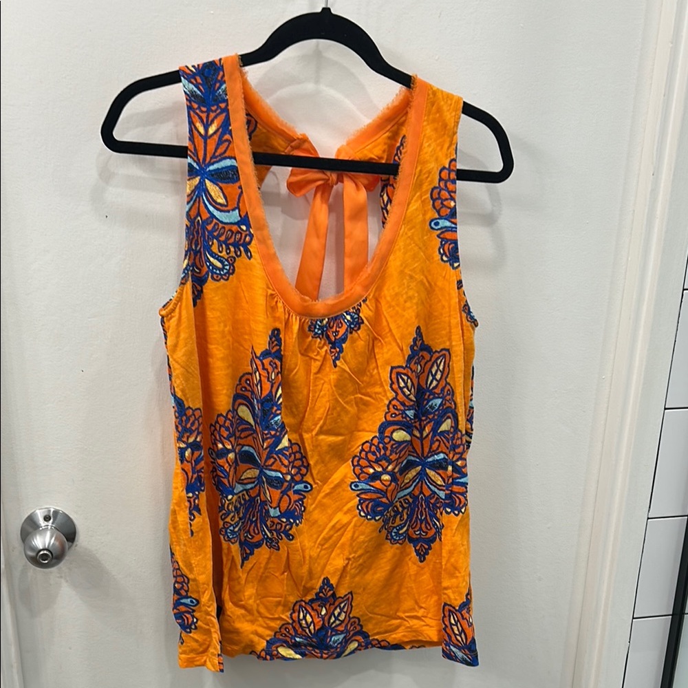 Orange and Blue Sleeveless Top